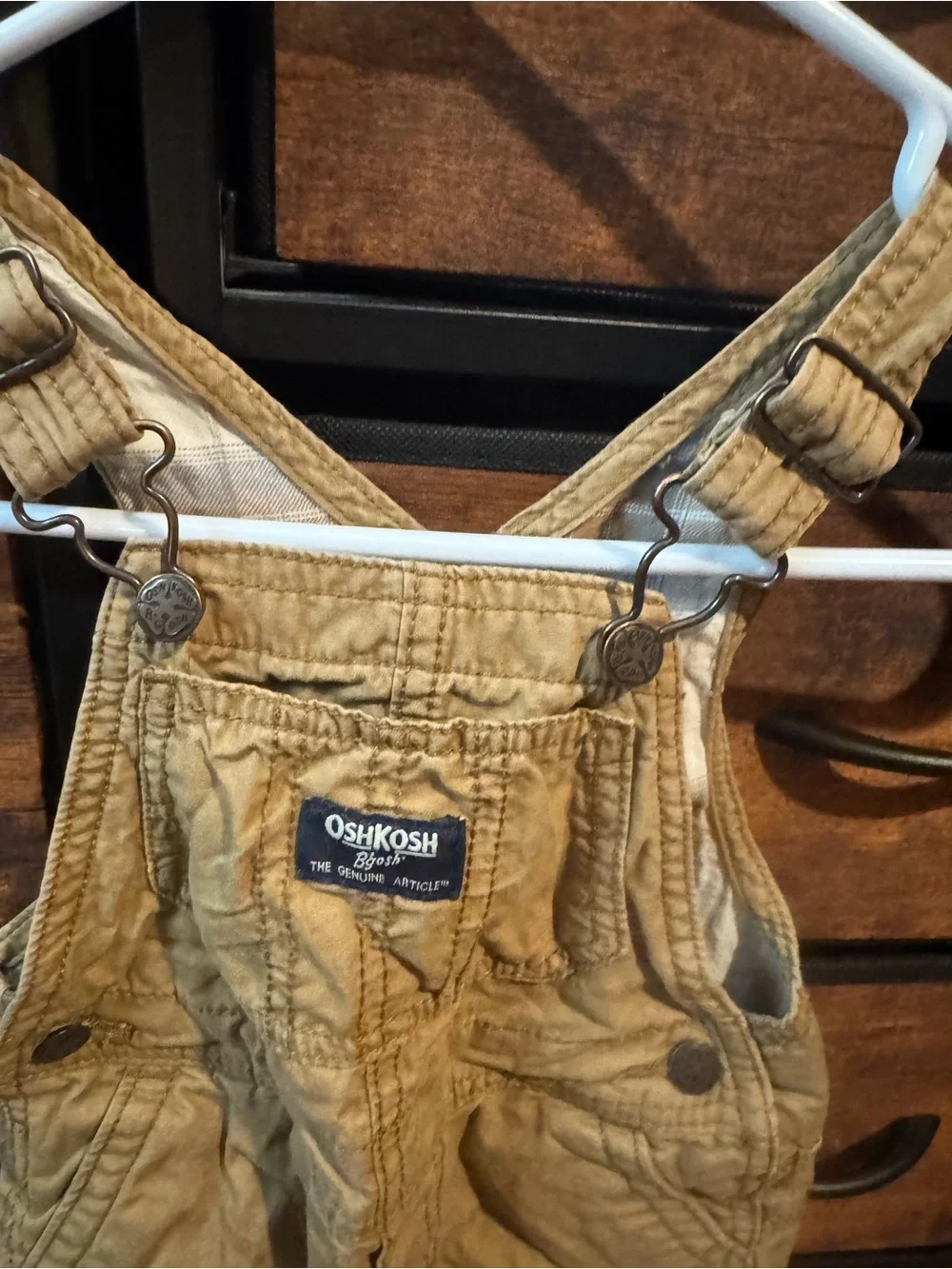 OshKosh B'gosh Tan Kids Overalls with Adjustable Straps